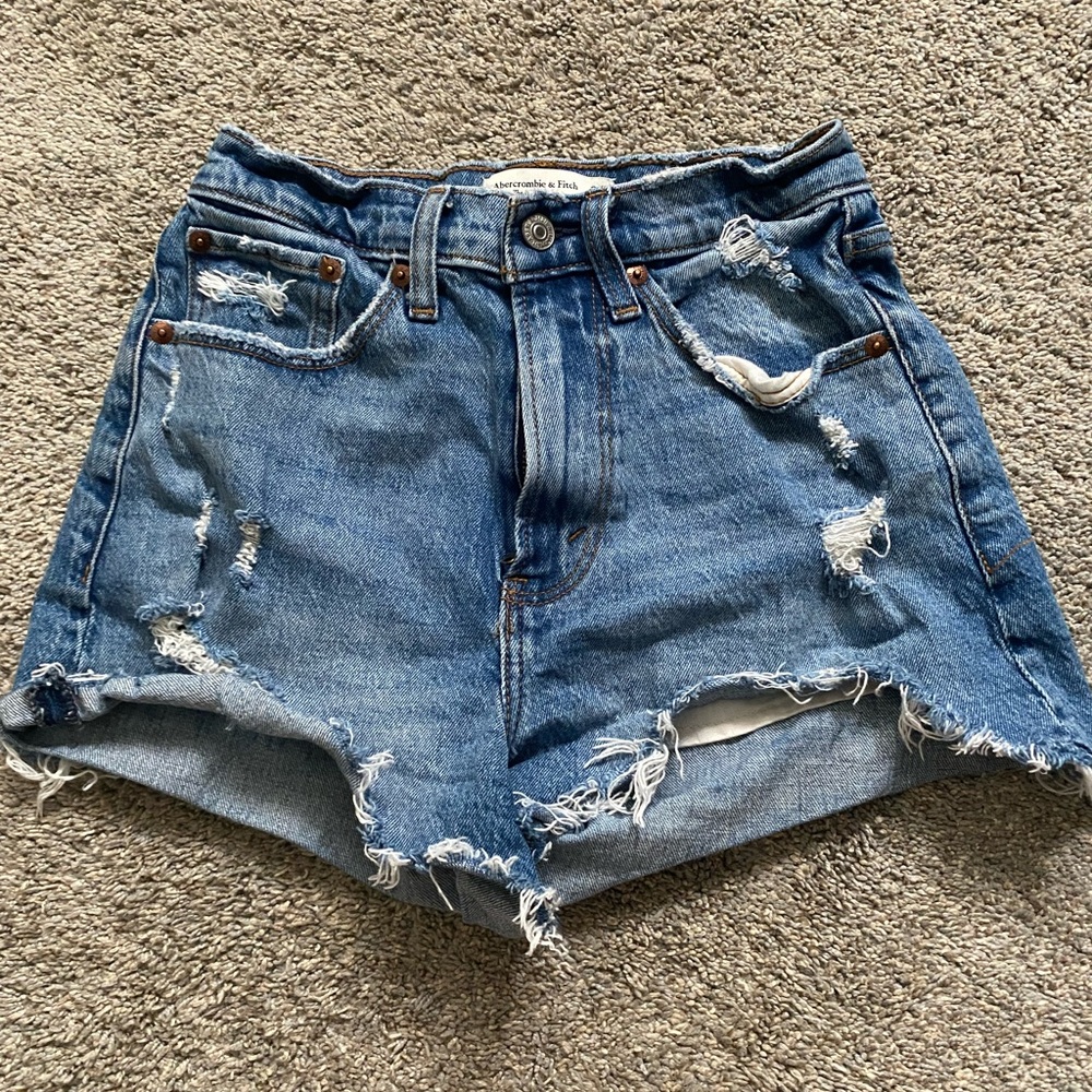 Abercrombie & Fitch Ripped Blue Mom Shorts High Rise Size 24 (00)